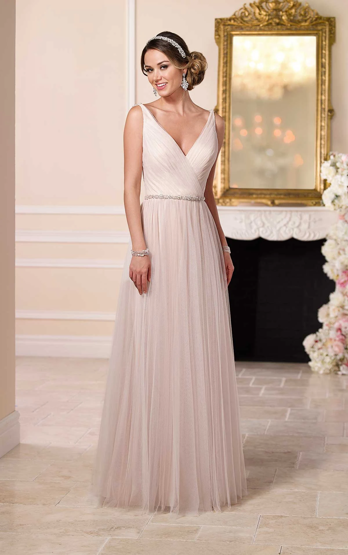 Flowy Wedding Dress with Sparkly Belt Stella York