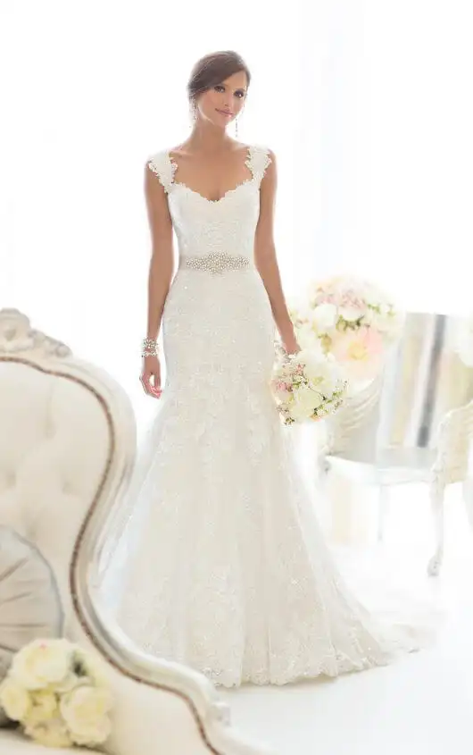 lace wedding dress with sash