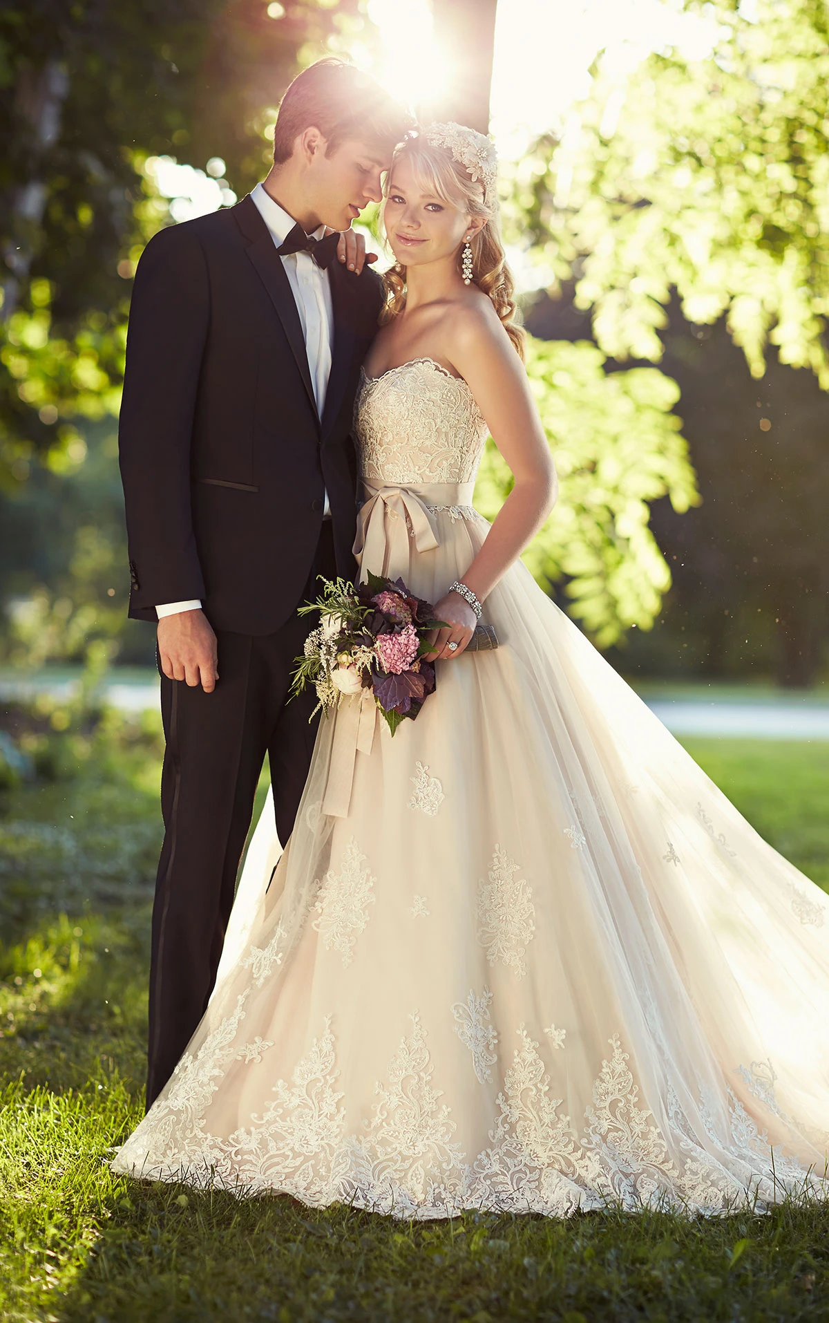 Lace on Tulle Designer Wedding Dress from Essense of Australia. Style D1751.