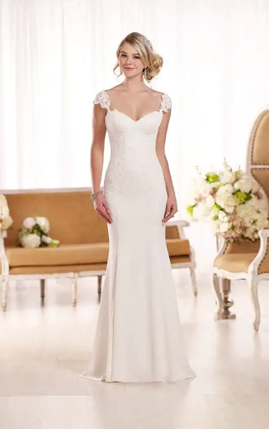 Lace Cap Sleeve Wedding Dress Essense of Australia