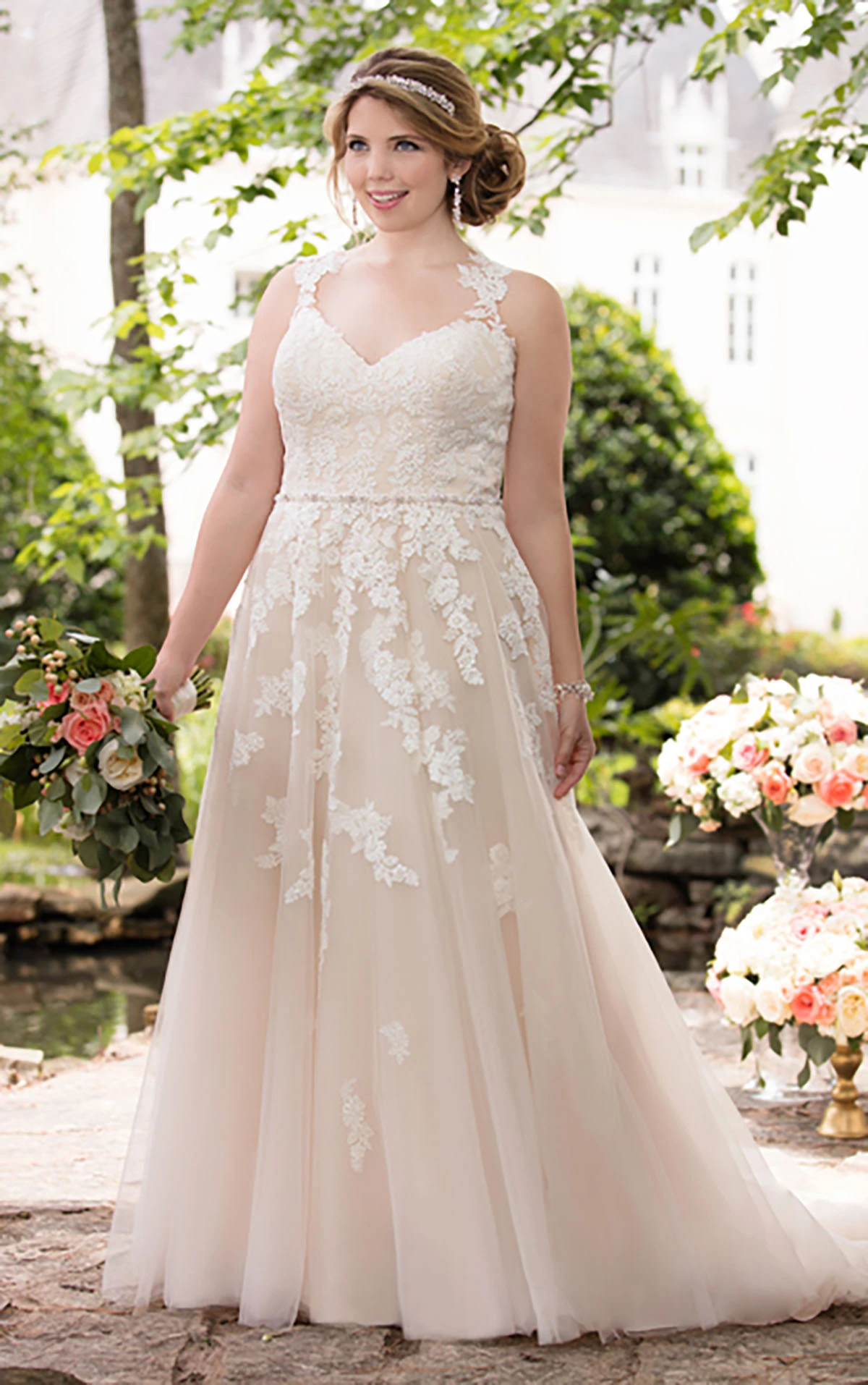 Plus Size Wedding Dress with Lace Illusion Back Stella York