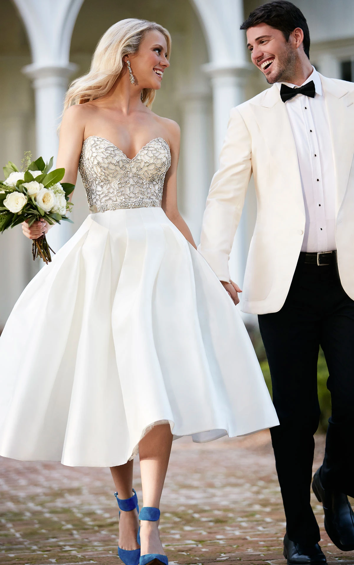 tea length corset wedding dress