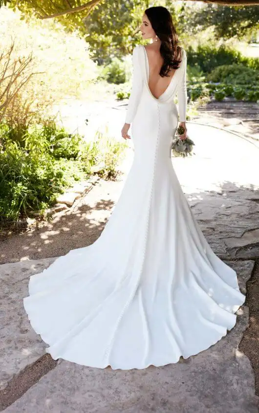 long sleeve silk wedding dress