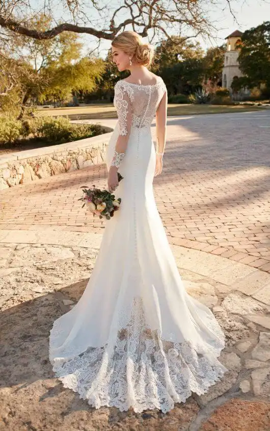 illusion lace sleeve wedding dress