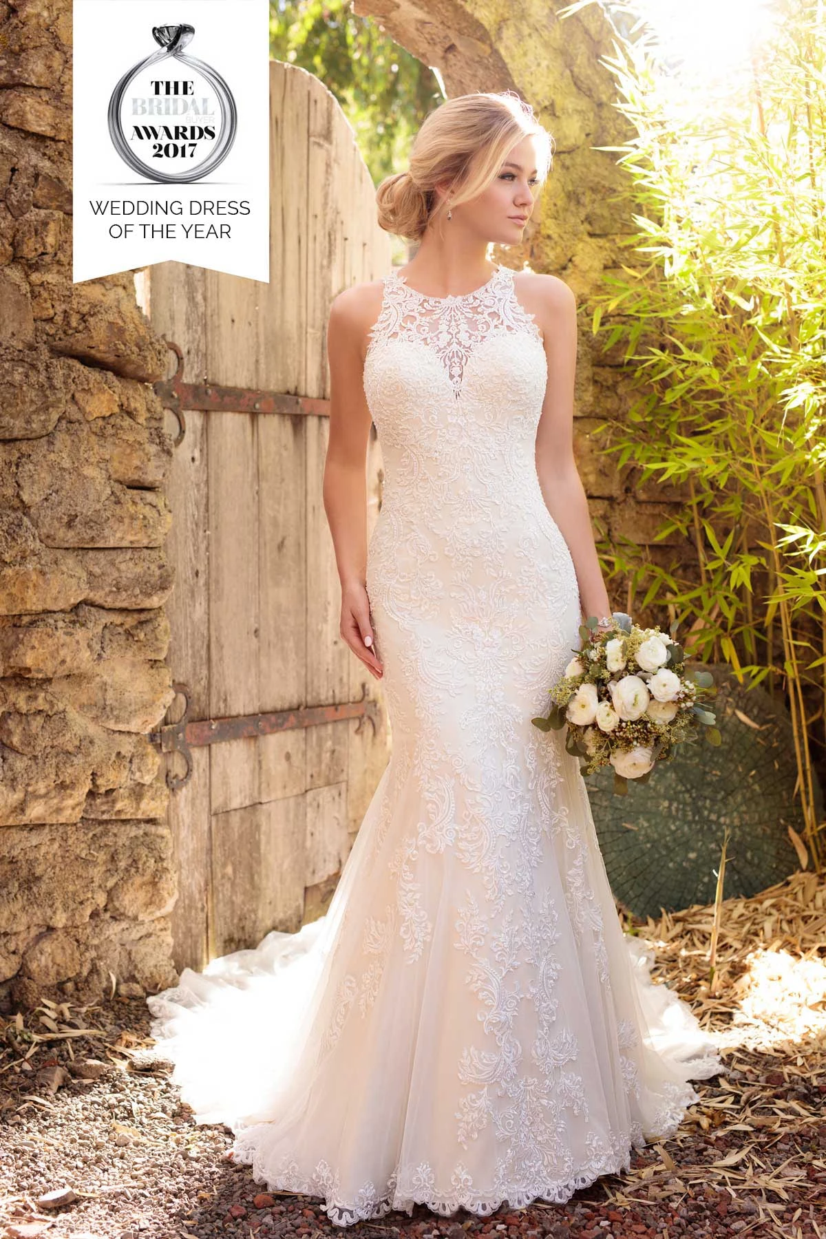 Lace wedding dress with halter neckline Essense of
