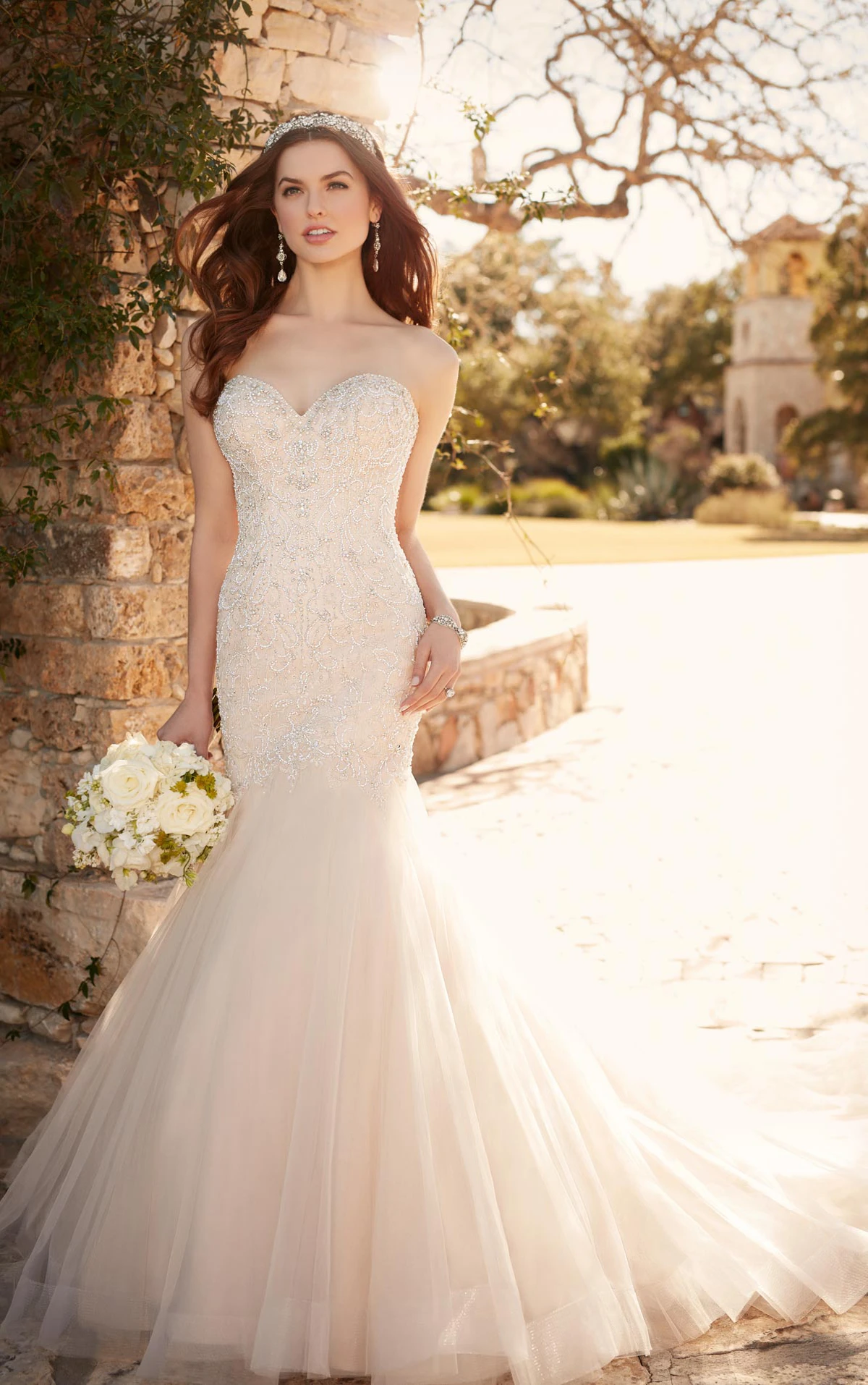 Fit and flare wedding dress with tulle skirt Essense of