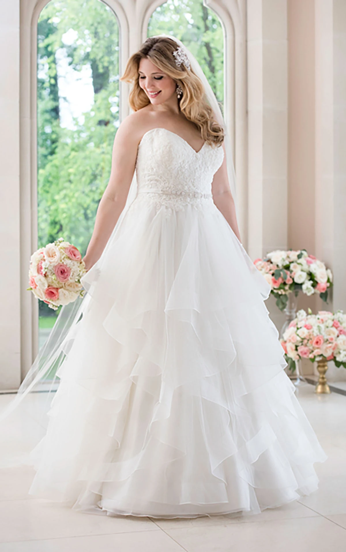 Plus Size Aline Wedding Dress with Lace Bodice Stella York