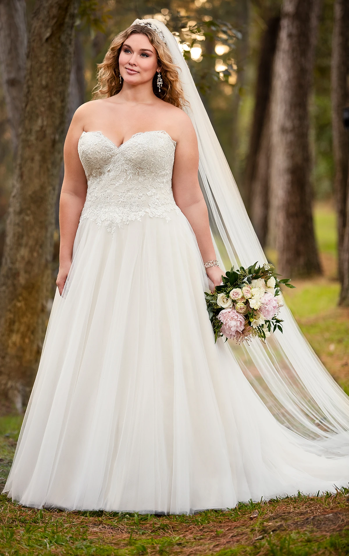 ALine Plus Size Wedding Dress Princess Cut Neckline