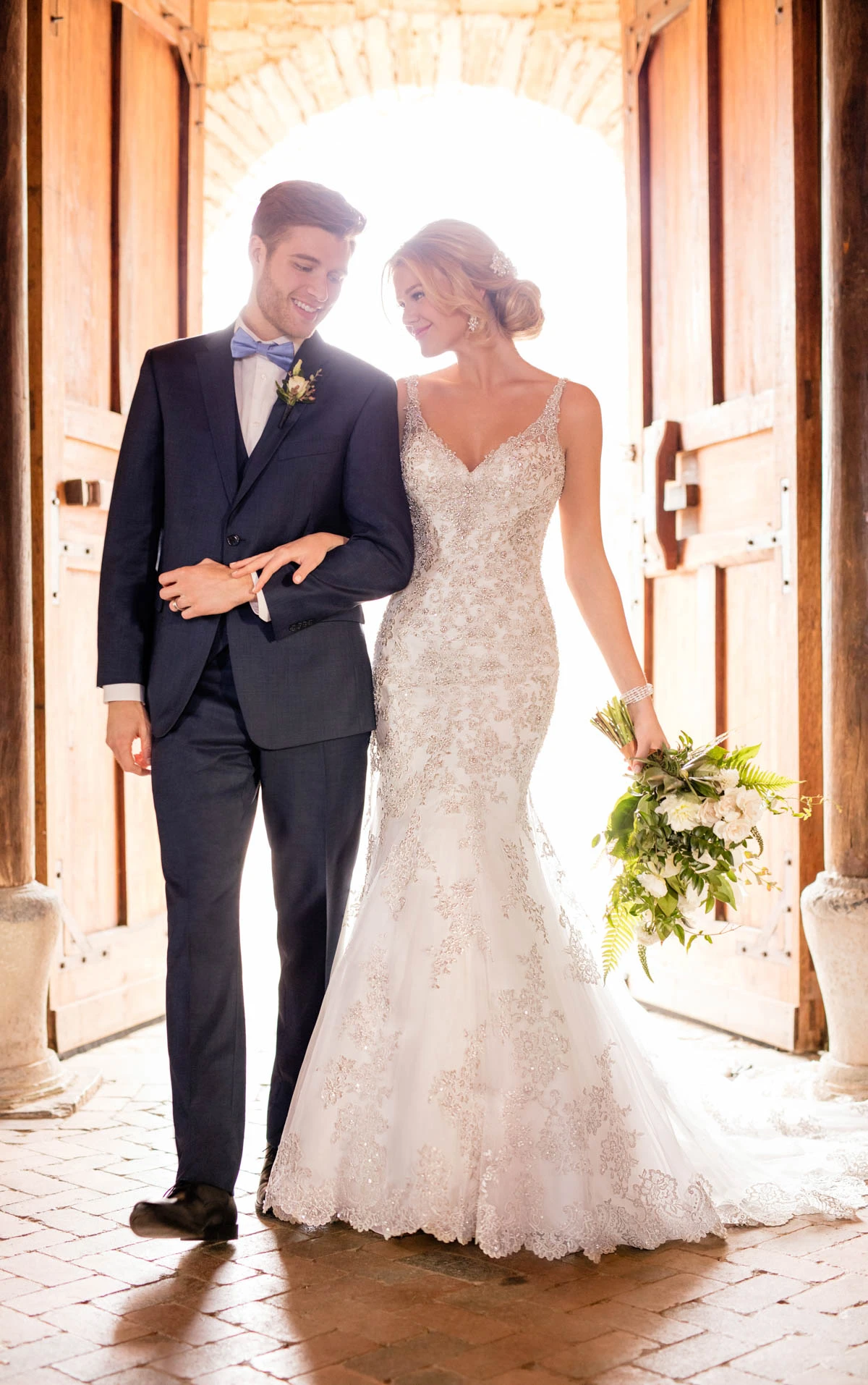 lace and pearl wedding dress