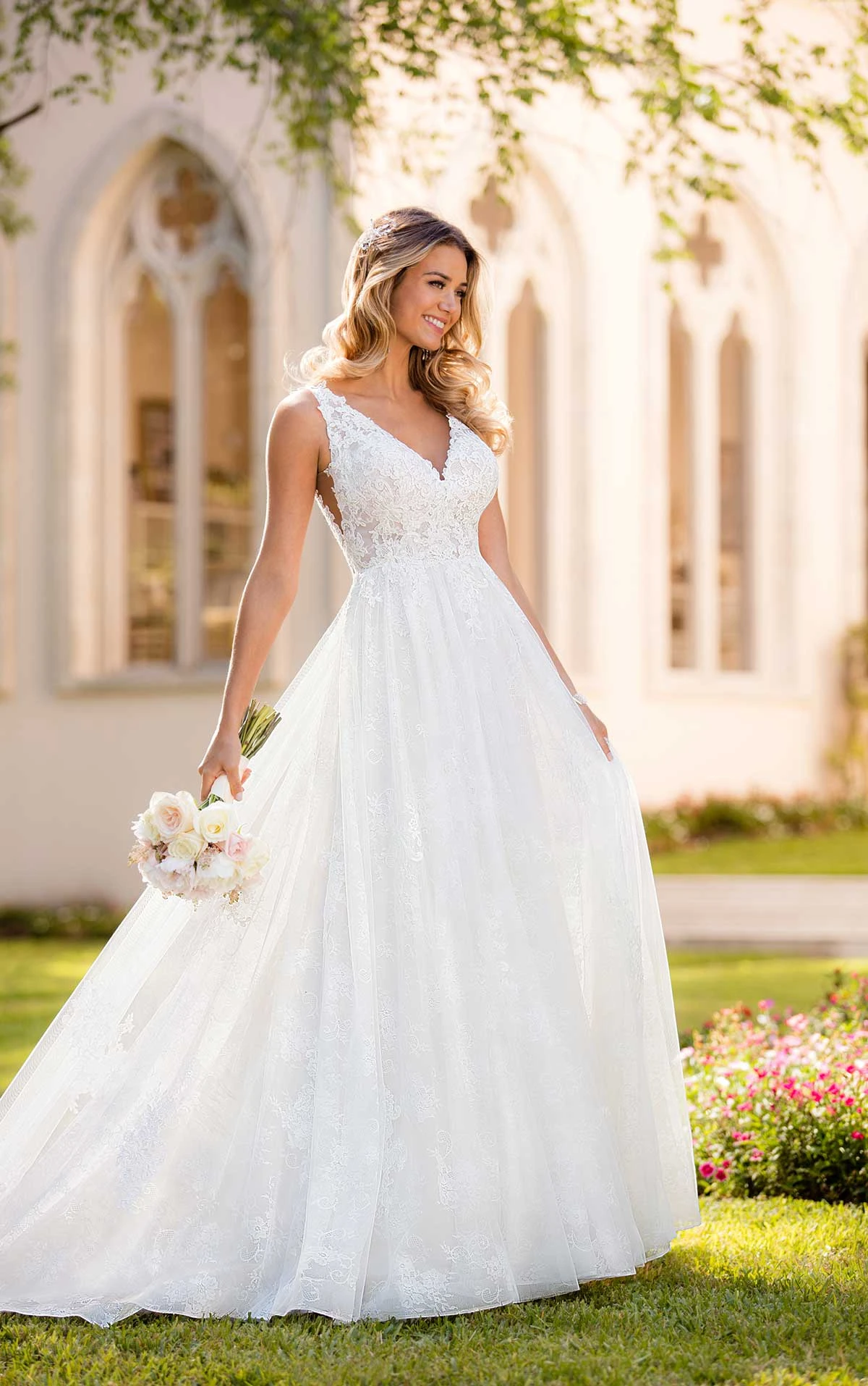 floral lace wedding gown