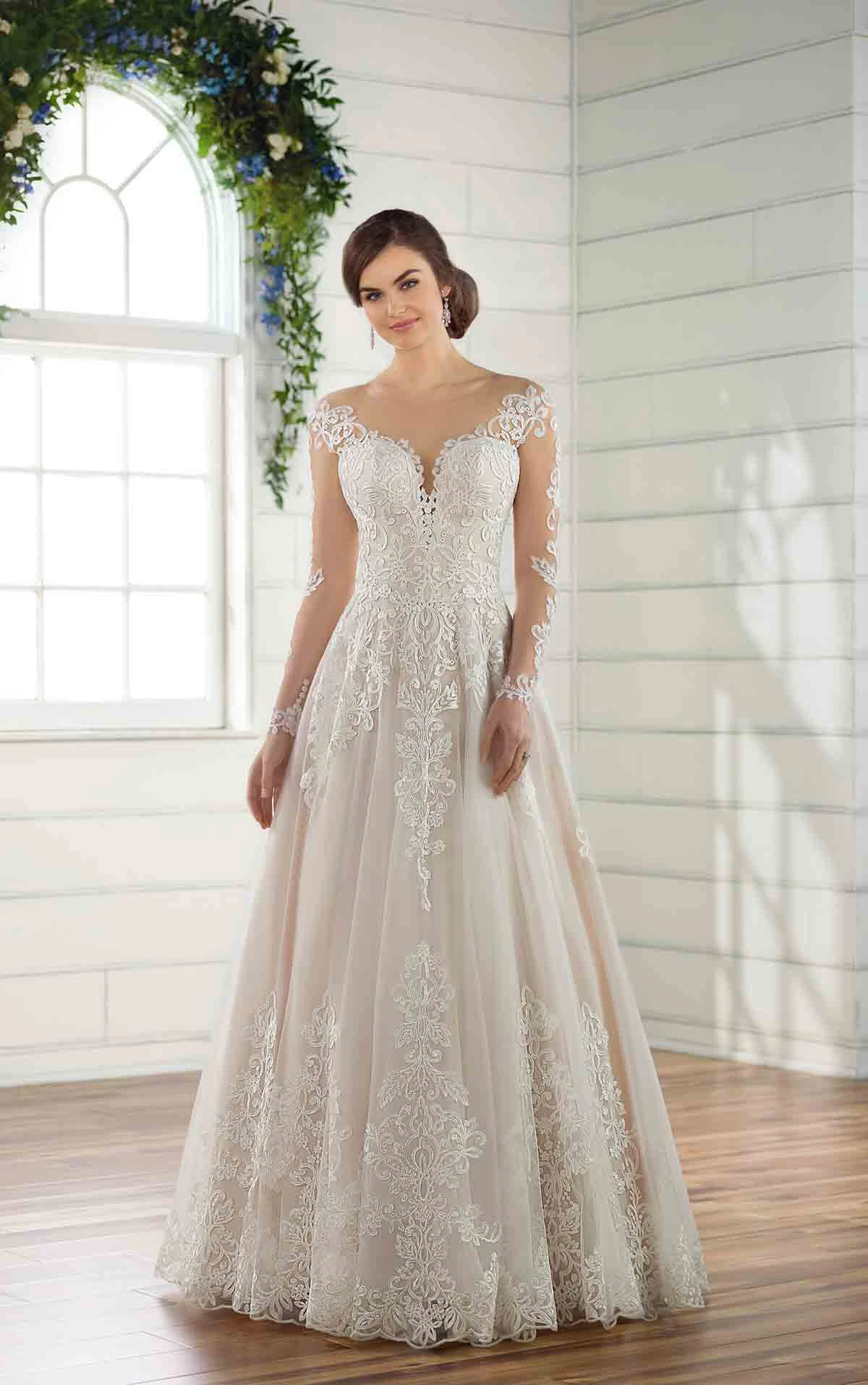 Plus Size Wedding Dress with Lace Sleeves Essense of