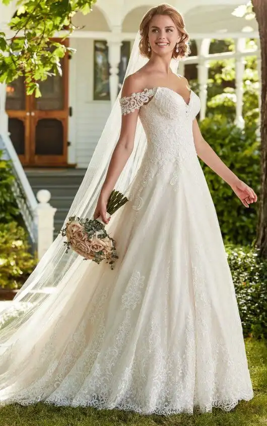 off the shoulder elegant wedding dress