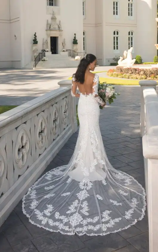 long sleeve low back wedding dress