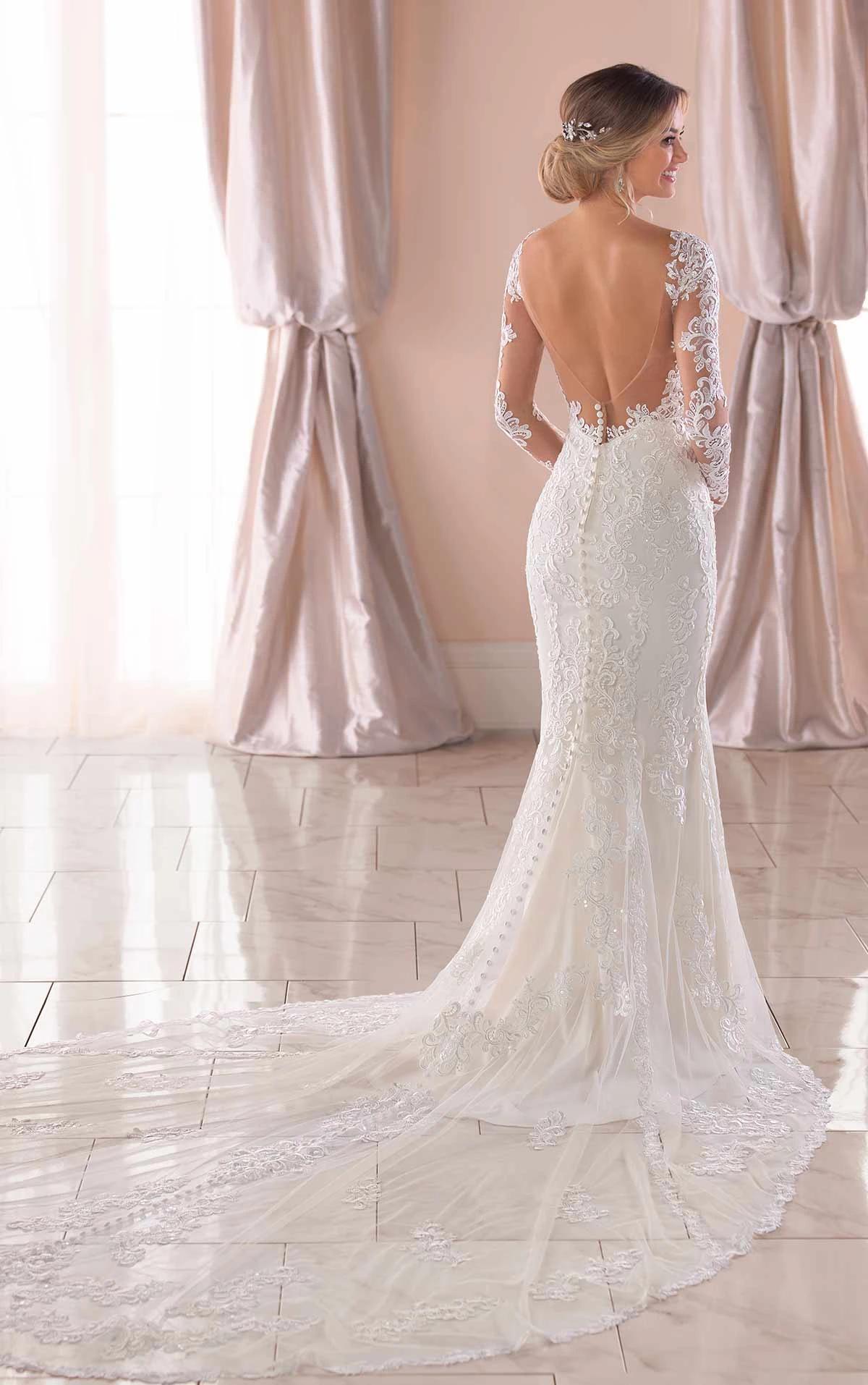 LongSleeved Wedding Dress with OpenBack Stella York