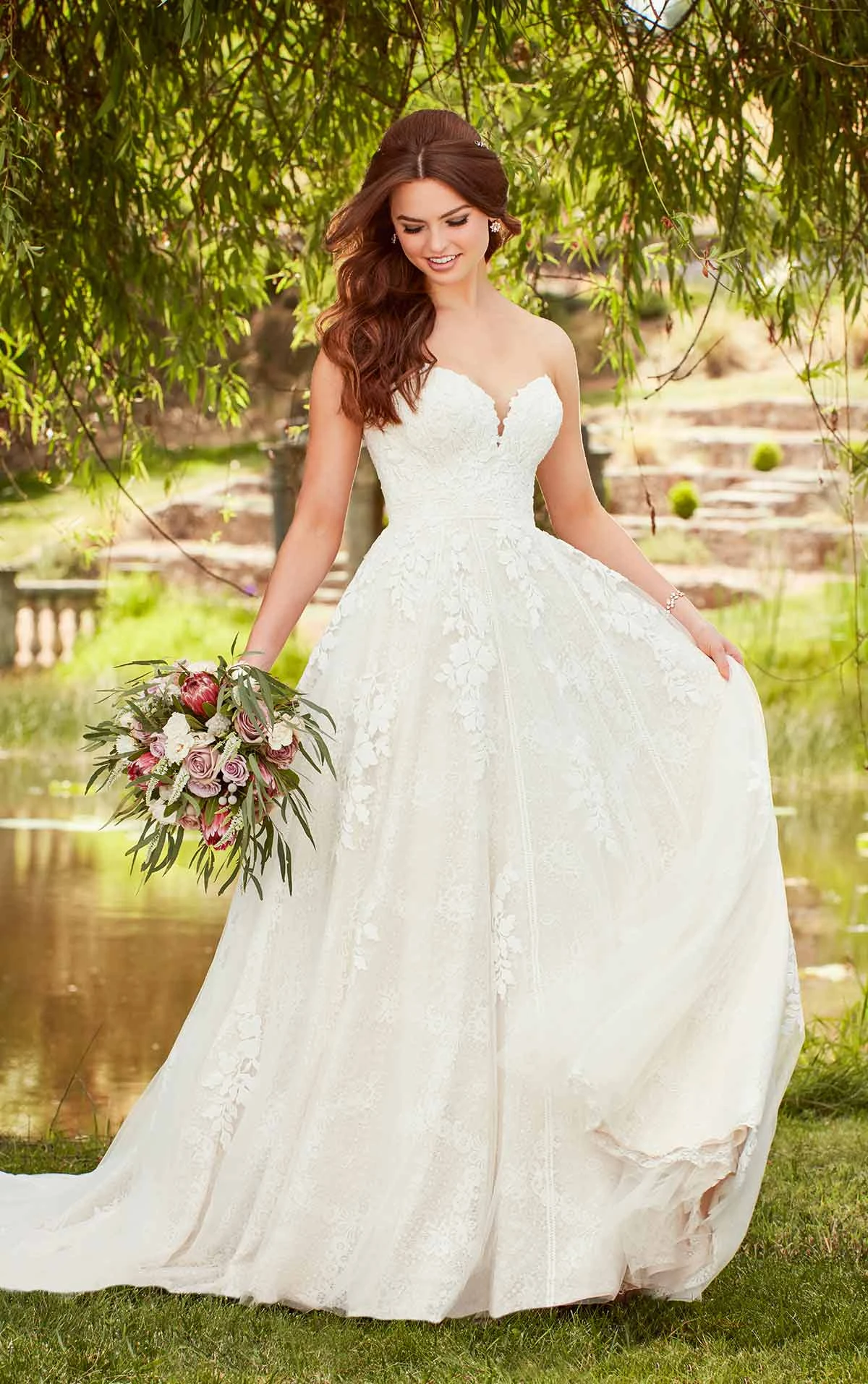 Strapless ALine Wedding Dress with Cotton Lace Essense
