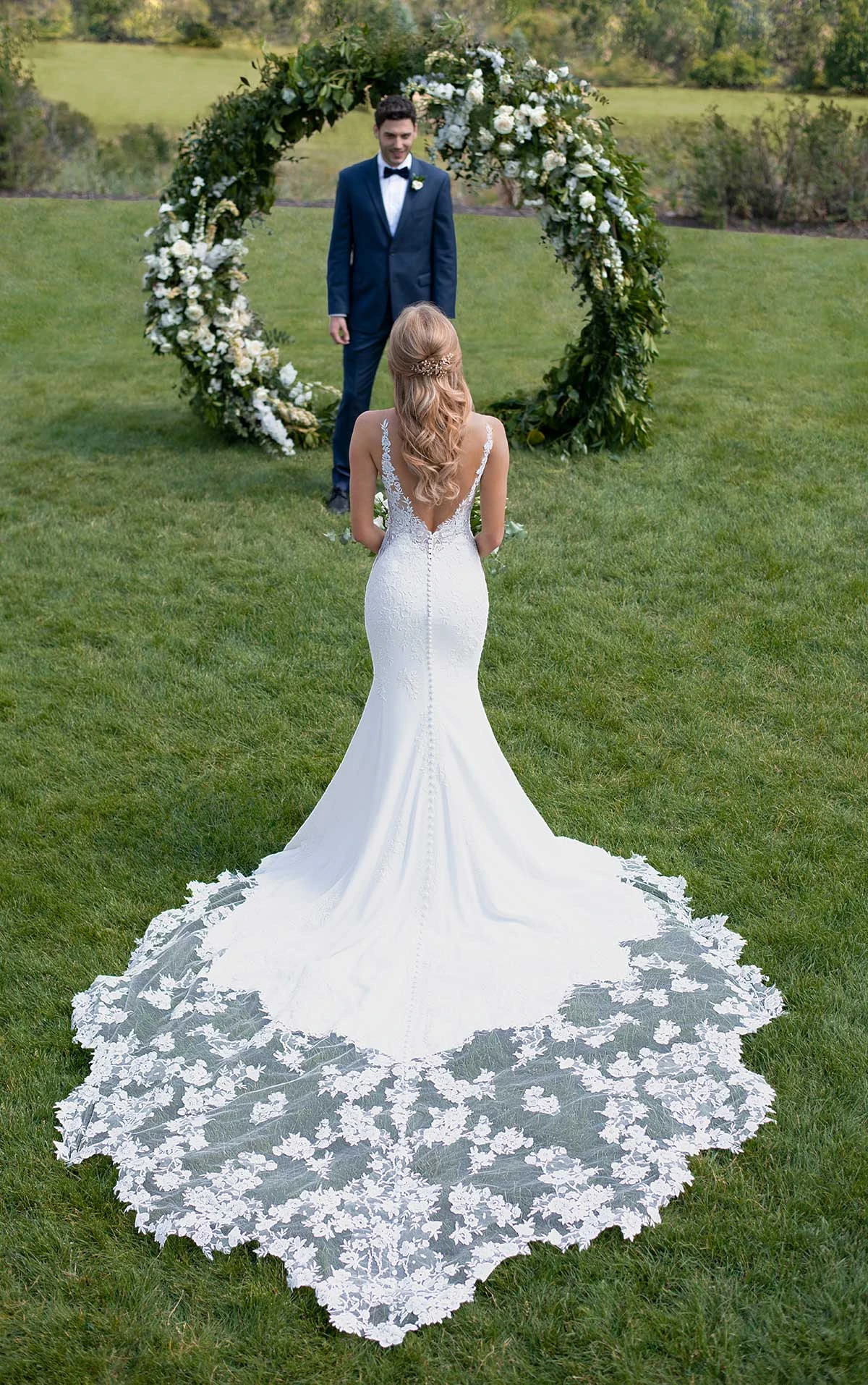 lace wedding dress with train