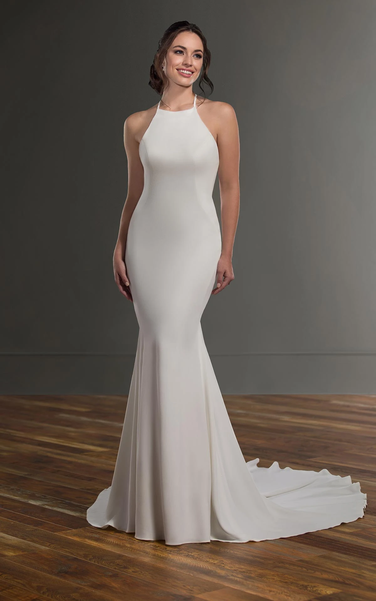 Simple Crepe Wedding Dress with CrossBack Martina Liana