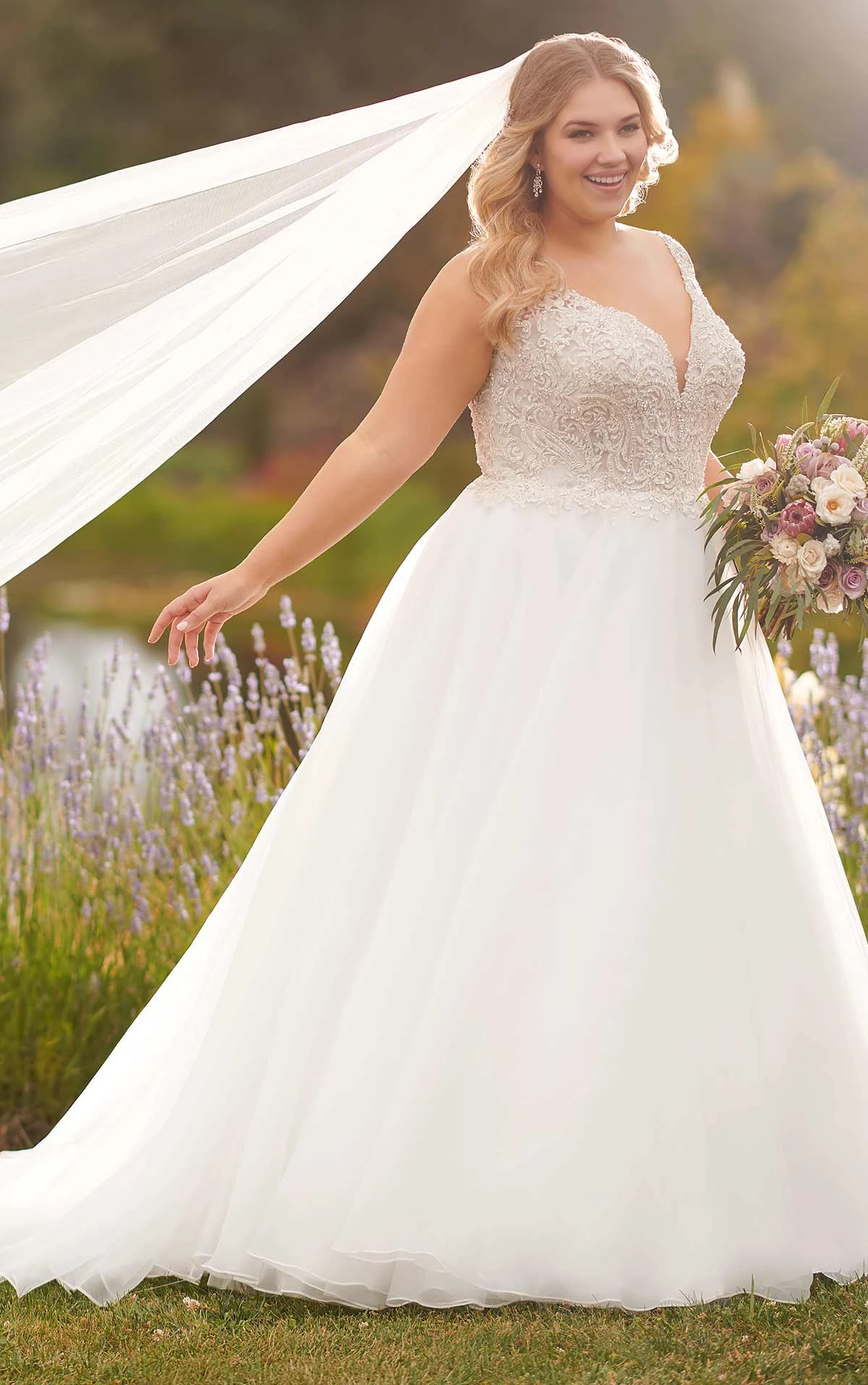 Silver Beaded PlusSize Ballgown Wedding Dress Essense