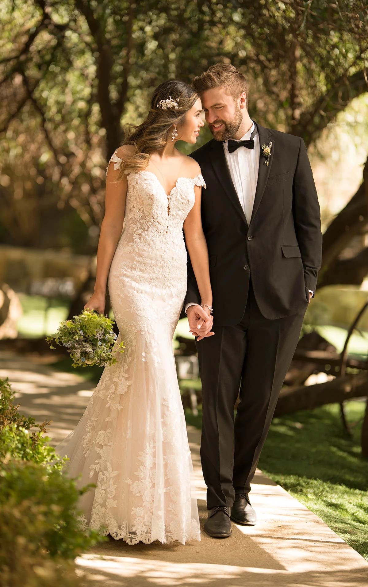 fit and flare open back wedding dress
