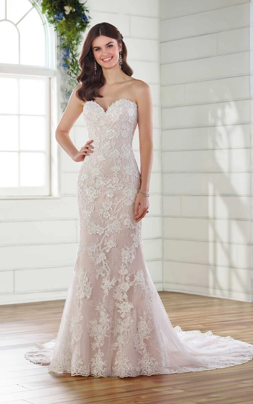 Strapless Shimmery Plus Size FitandFlare Wedding Gown