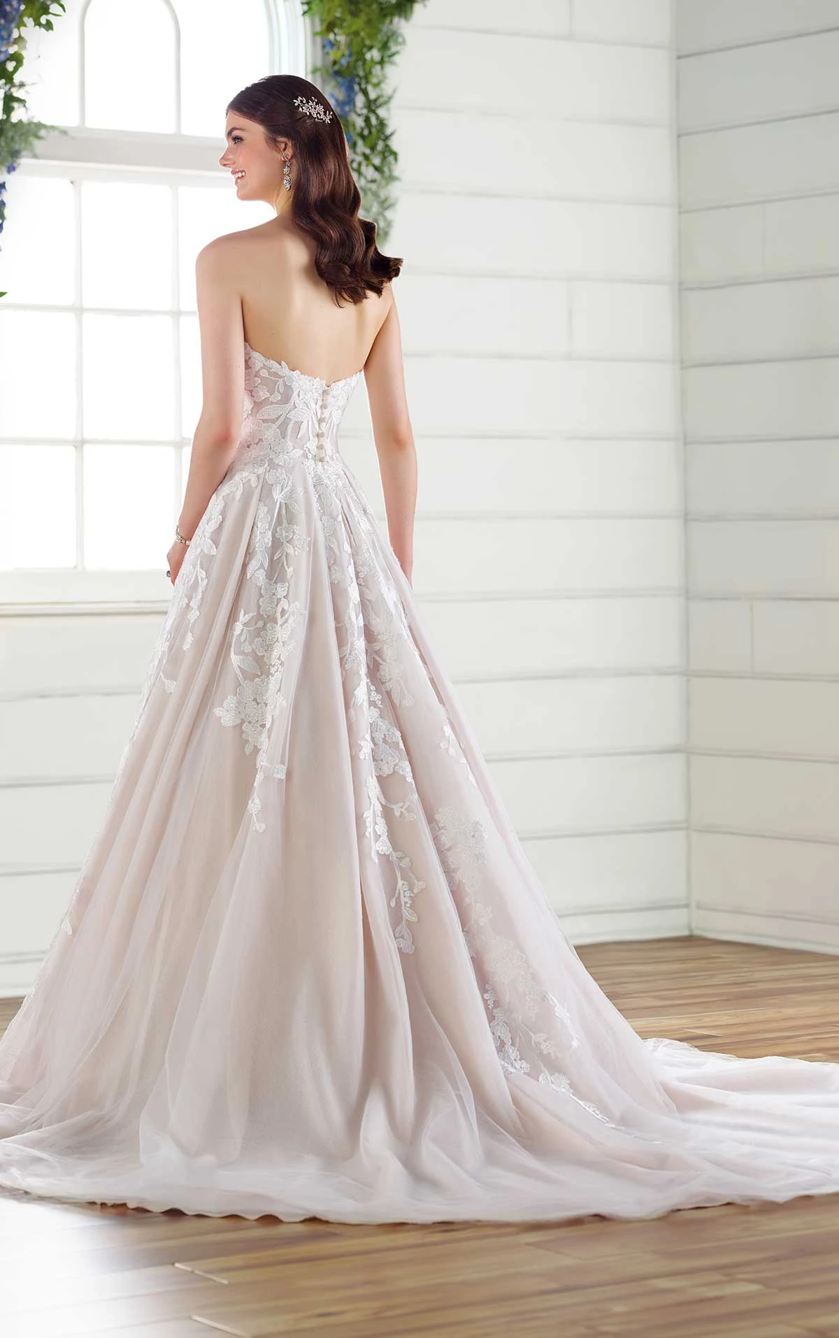 Garden-Inspired Strapless A-Line Wedding Gown