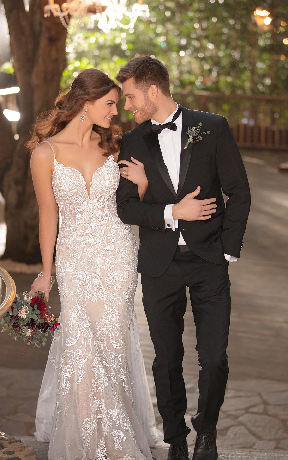 beaded fit and flare wedding dress