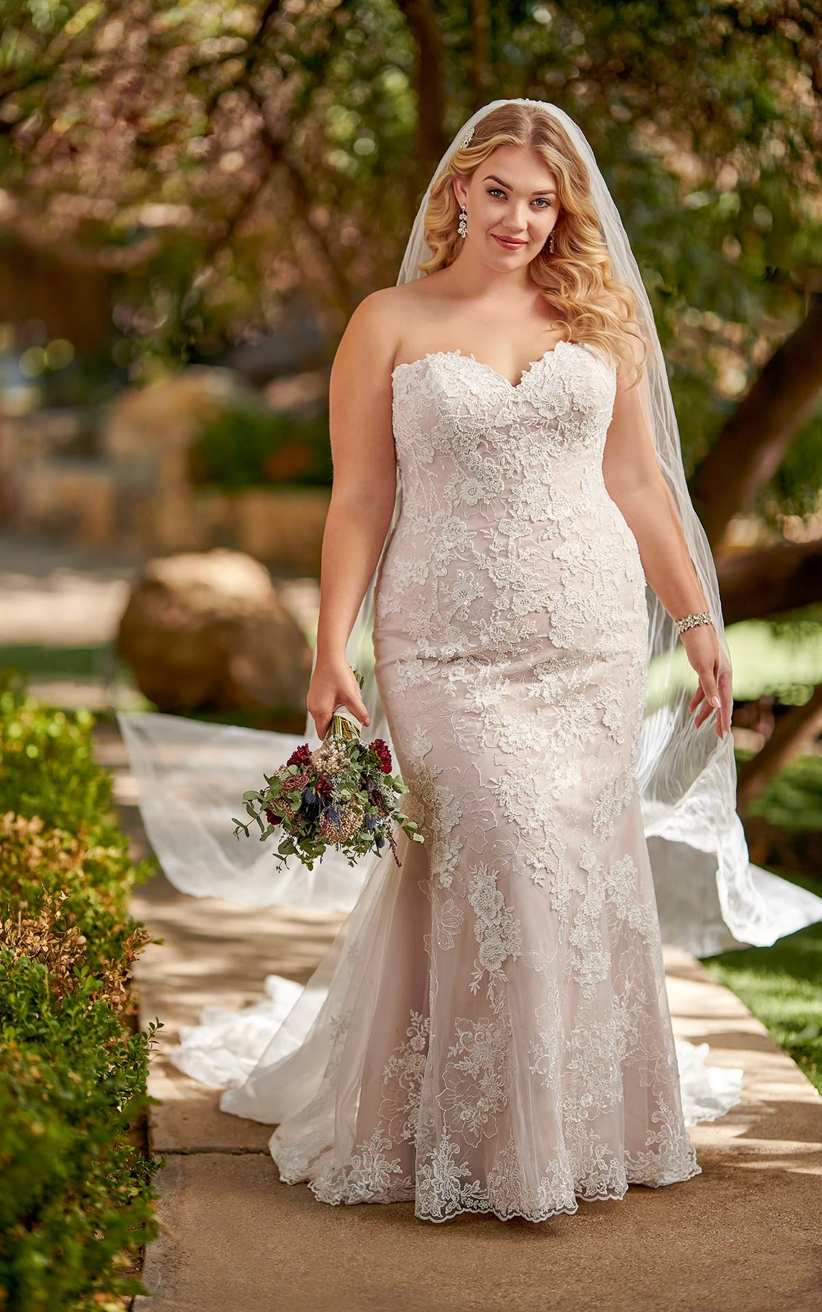 Strapless Shimmery Plus Size FitandFlare Wedding Gown