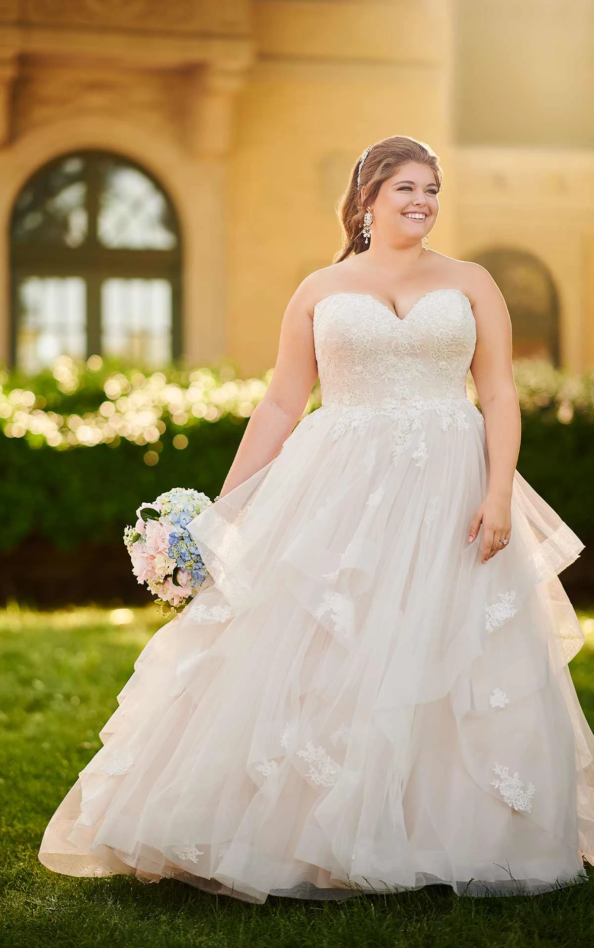 Whimsical Plus Size Ballgown Wedding Dress with Horsehair Trim ...