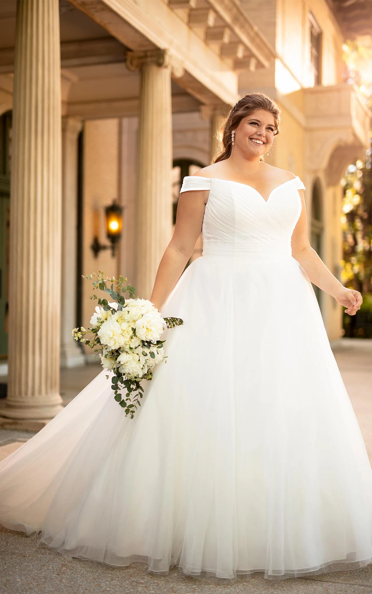 Plus Size Ruched Ballgown with OfftheShoulder Straps