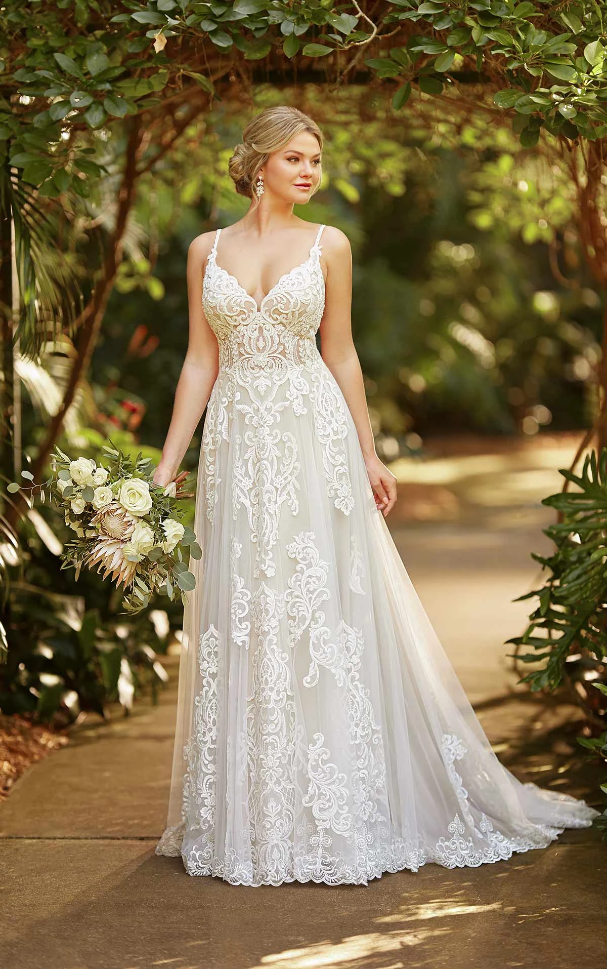 Sheer Lace ALine Wedding Dress