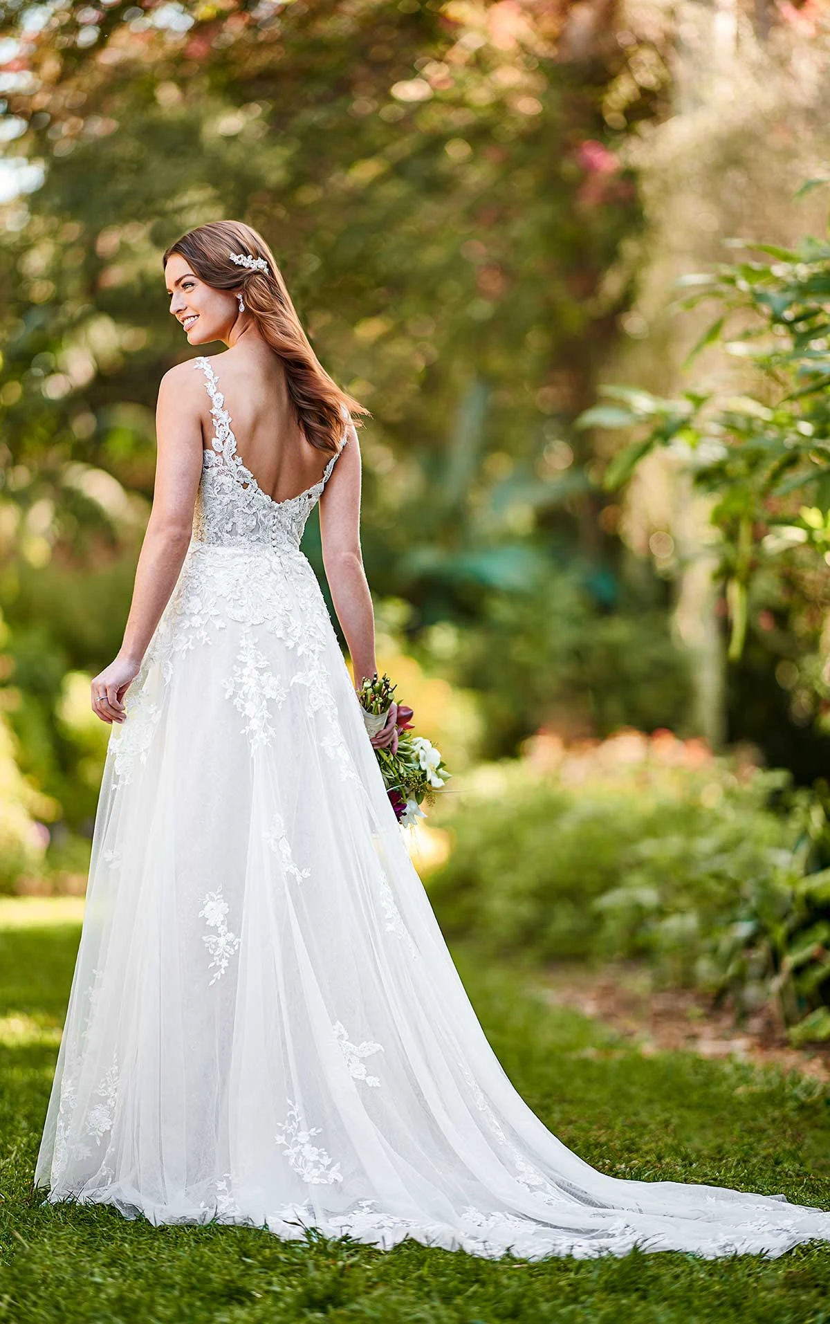 Floral Lace A-Line Wedding Dress | Essense of Australia 