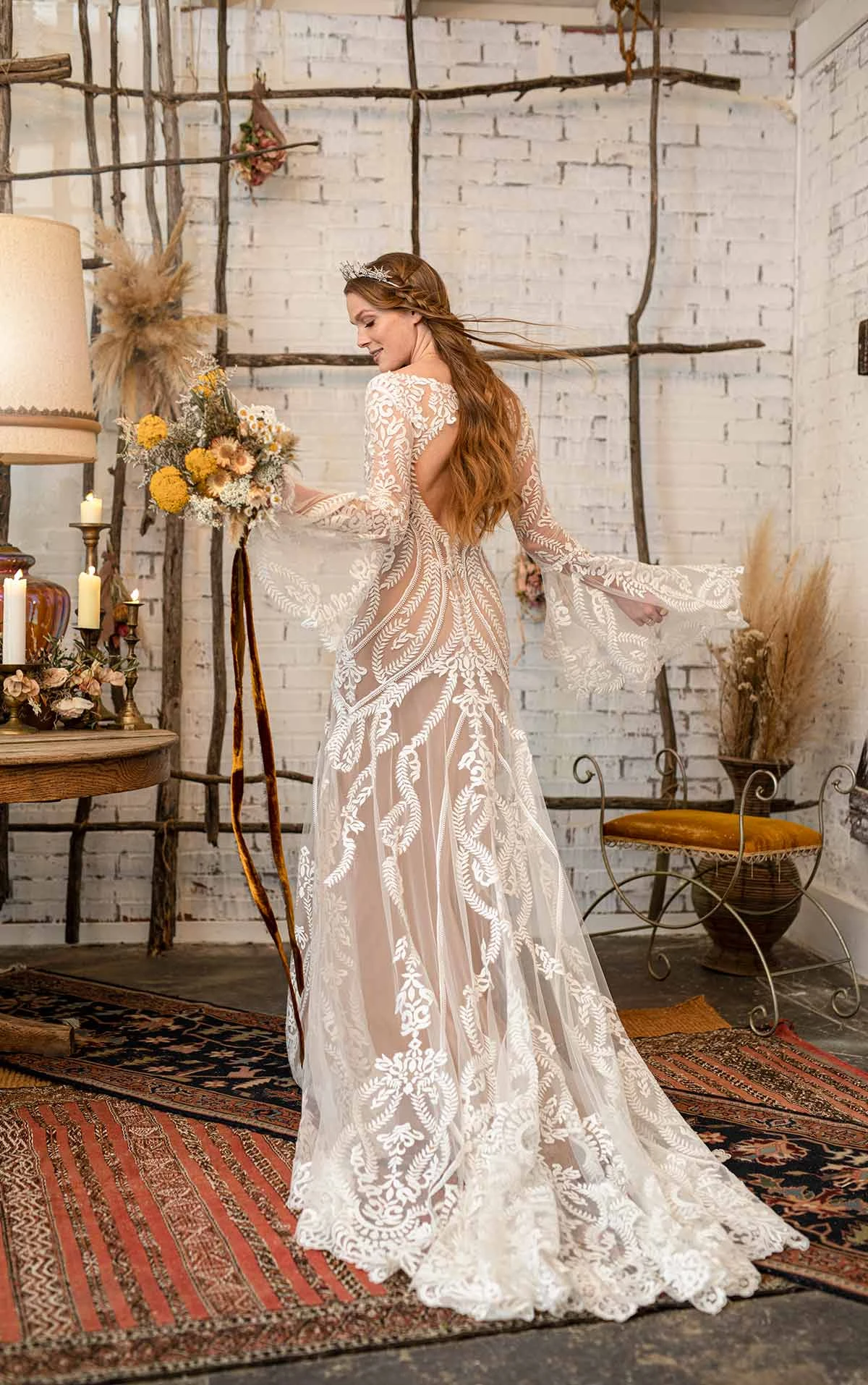 LENOX All Who Wander Boho Wedding Dress with Flared