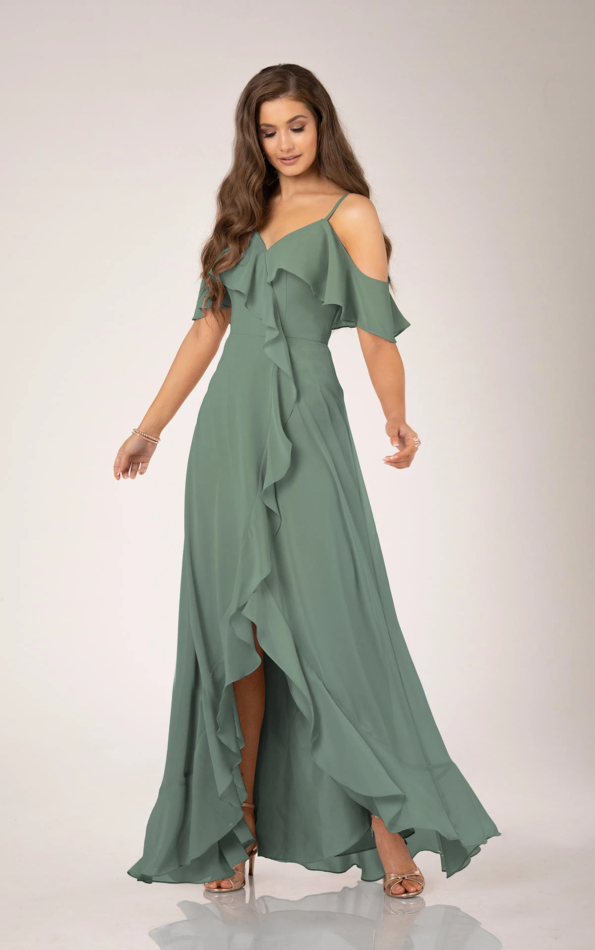 BohoInspired Bridesmaid Dress with Flowy Ruffle Details