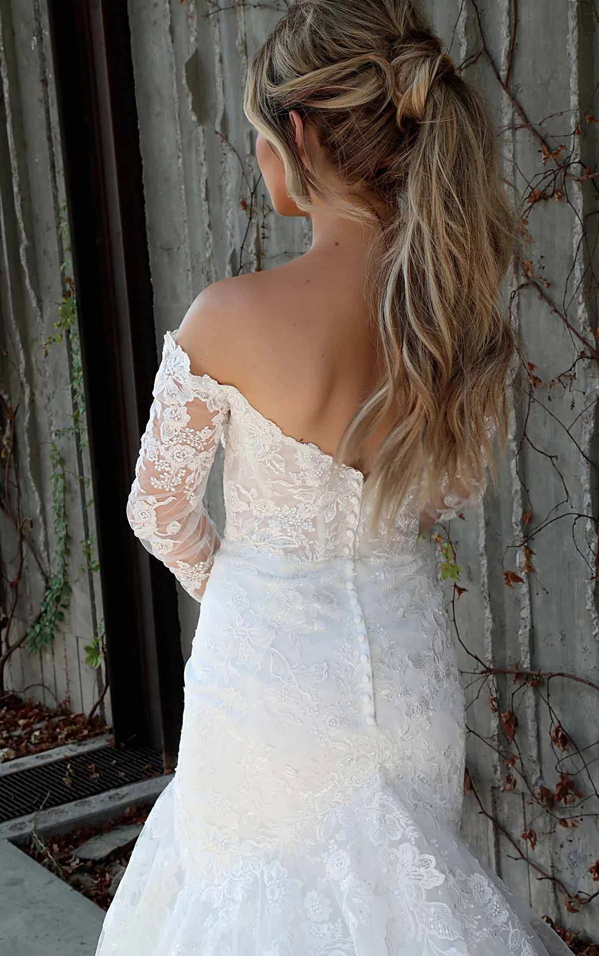 OffShoulder Mermaid Wedding Dress with Lace Sleeves