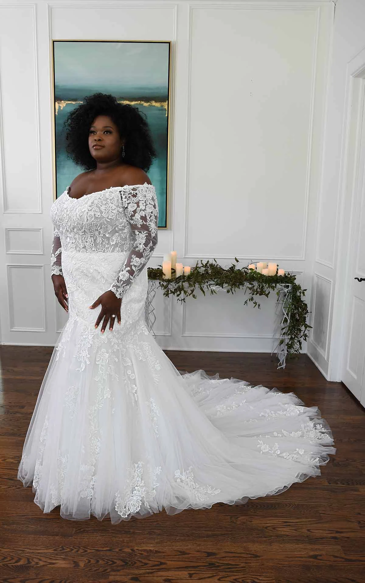 OffShoulder Mermaid Plus Size Wedding Dress with Lace